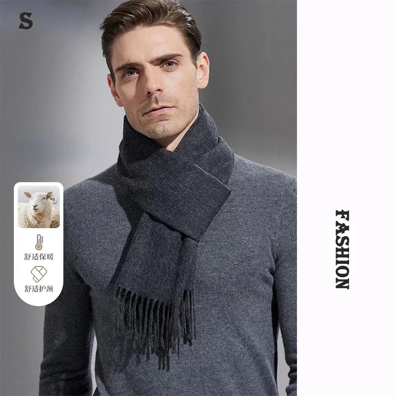 High Quality 100% Wool Scarf Autumn Winter Men - Craftklart.store