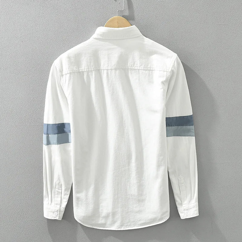 Men's Spring New Casual Patchwork 100% Cotton Long Sleeve Shirts - Premium Shirt from Craftklart Dropship - Just $32.11! Shop now at Craftklart.store