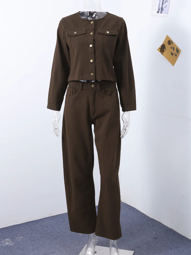 Urban Women Denim Jacket & Pants Set