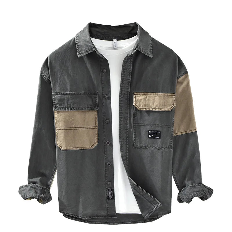 Contrast Color Patchwork Men's Cargo Shirt - Premium Shirt from Craftklart Dropship - Just $29.63! Shop now at Craftklart.store