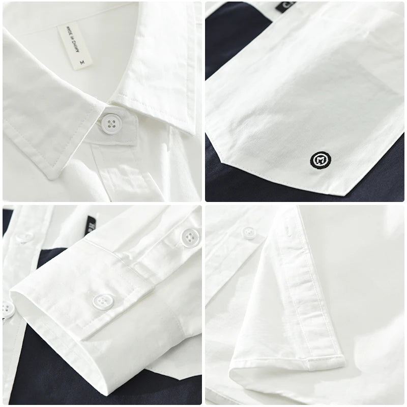 Cotton Casual Patchwork Shirts for Men - Premium Shirt from Craftklart.store - Just $31.01! Shop now at Craftklart.store