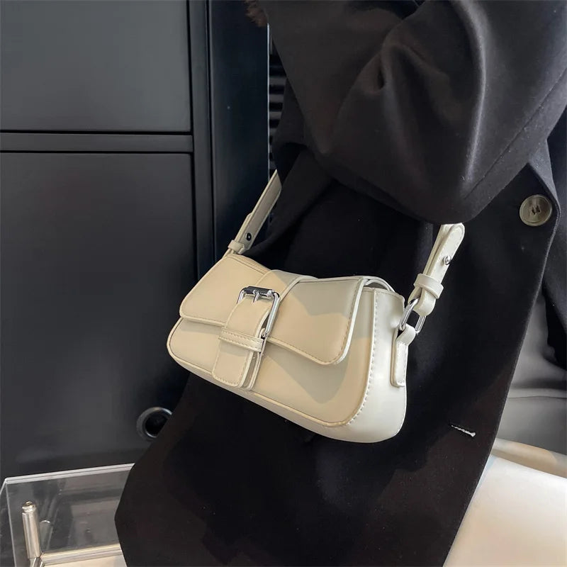 Solid color Leather Crossbody Bags For Women Luxury Brand Underarm Shoulder Bag Fashion Trend Women's Designer Handbag and Purse - Craftklart.store