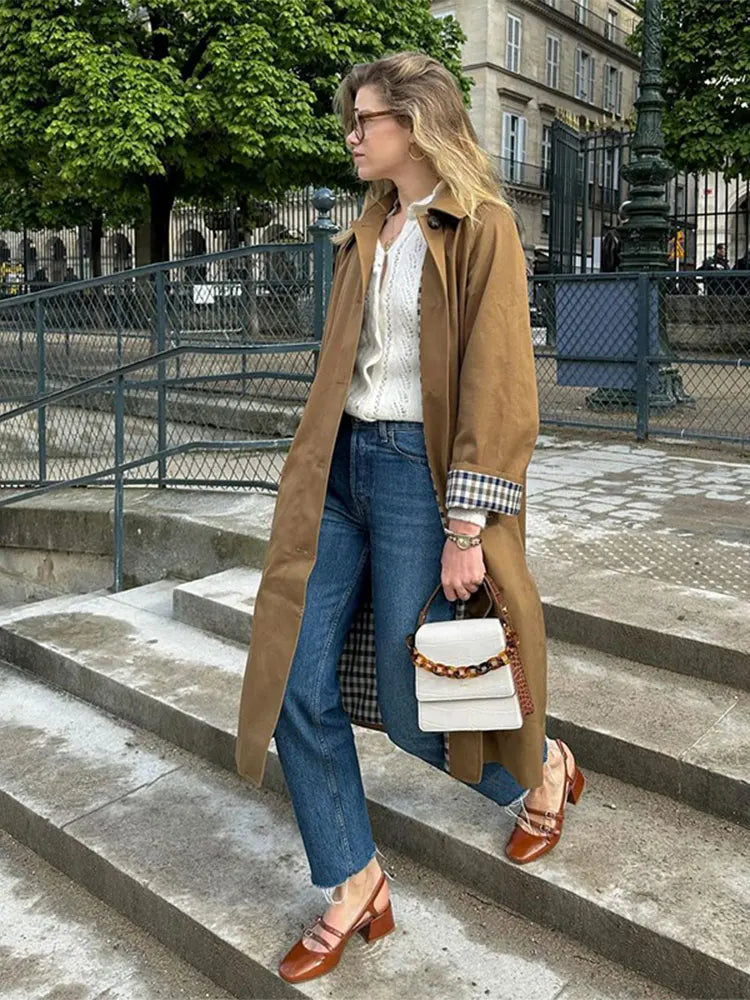Versatile Long Plaid Sleeve Lining Overcoat - Premium Coat from Craftklart Dropship - Just $30.23! Shop now at Craftklart.store