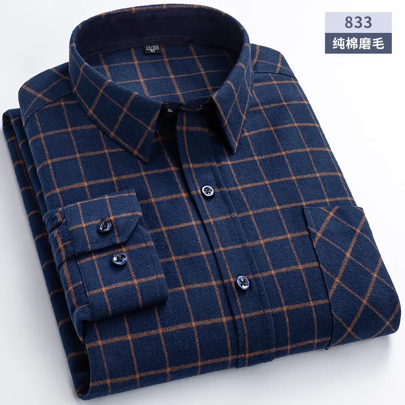 New Flannel Plaid Cotton Shirts For Man