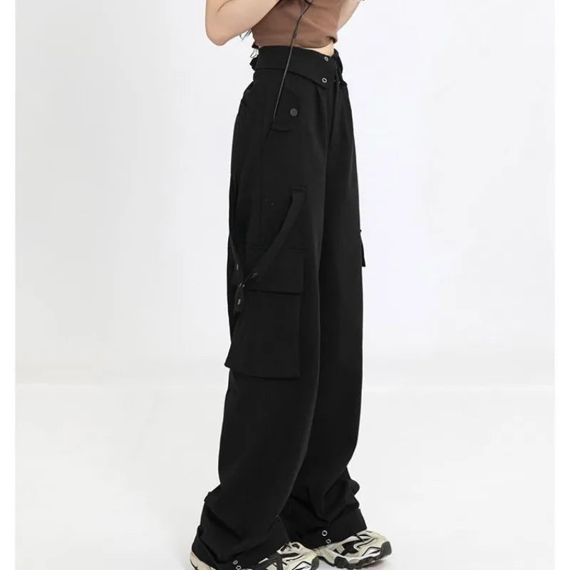Women's Urban Hollow Stripe Long Sleeved Knitwear+Strap+Cargo Pants Set