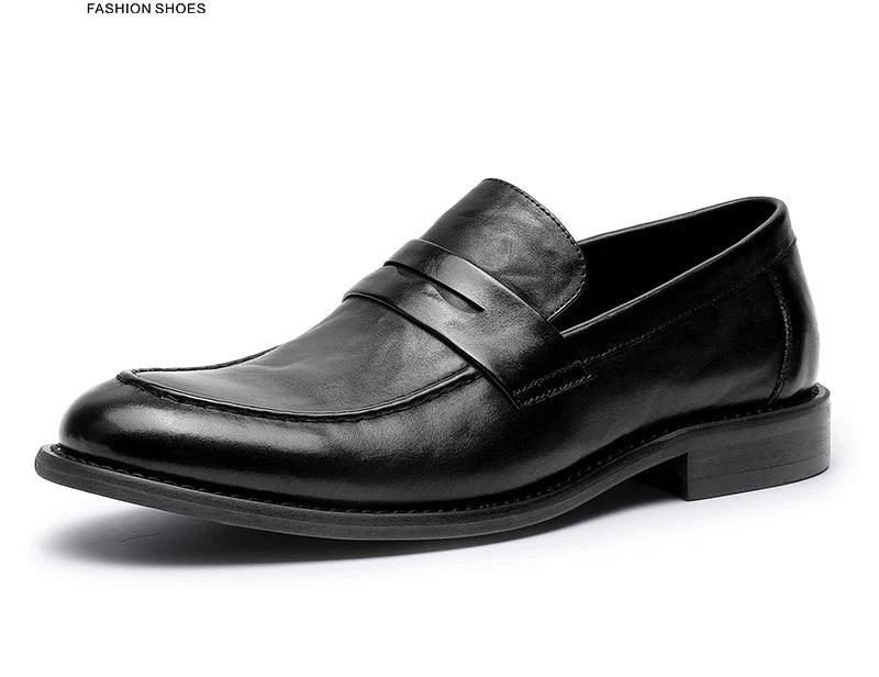 British Styled Genuine Leather Comfortable Soft Sole Low Cut Loafers