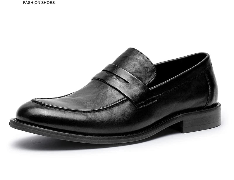 British Styled Genuine Leather Comfortable Soft Sole Low Cut Loafers