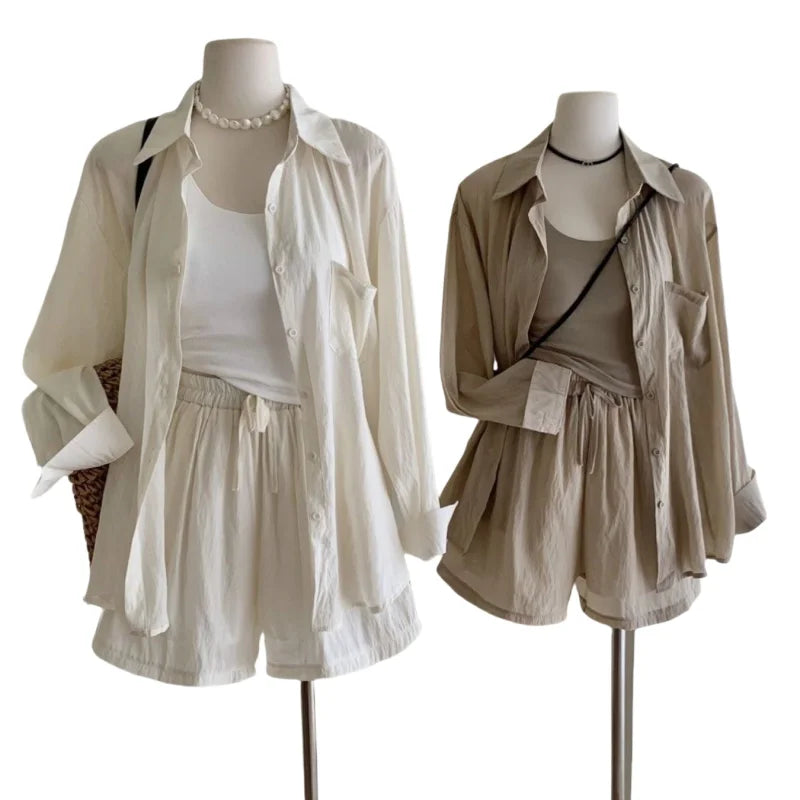 Women's Sun Protection Shirt with Stacked Short Suspender Vest Shorts Set - Premium Set from Craftklart Dropship - Just $12.19! Shop now at Craftklart.store