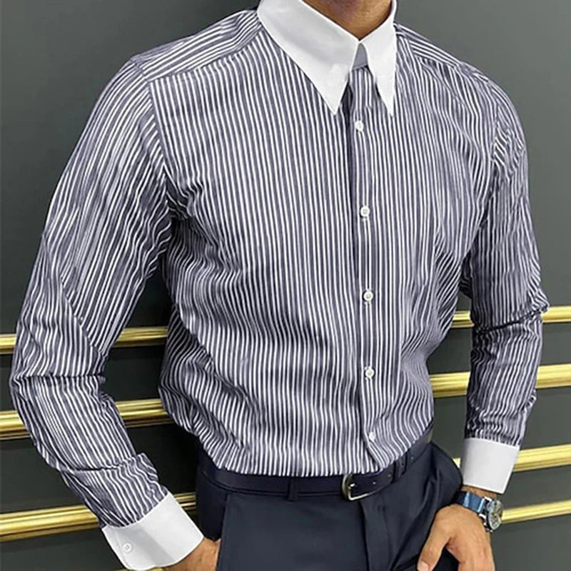 Men's Urban Vintage Striped Print Shirts