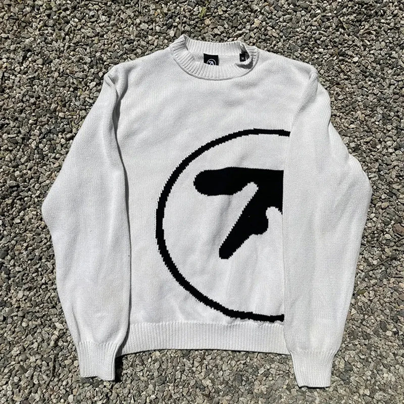 Men's Sweater Aphex Twin Knit Winter Oversized Long Sleeve Tops - Craftklart.store