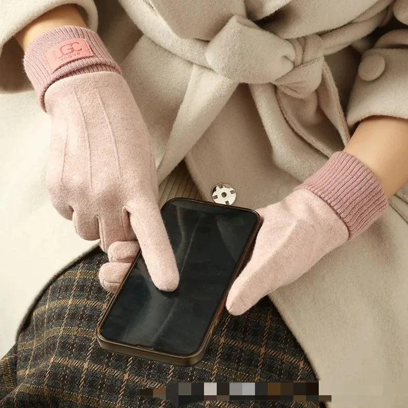 Woolen G loves Women's Warm Touch Screen Gloves,Winter Cashmere Gloves Outdoor Riding Thick Woolen Gloves ,Anti-cold Full Fing - Craftklart.store