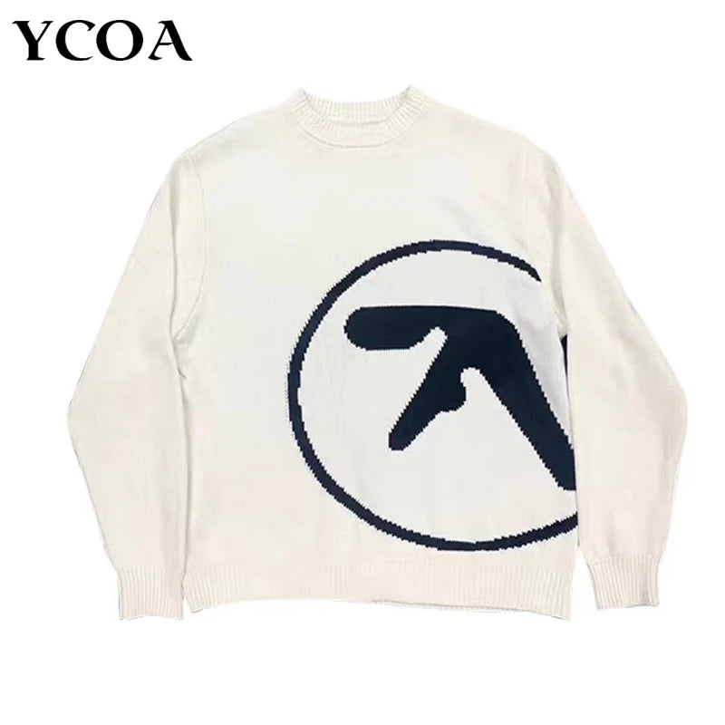 Men's Sweater Aphex Twin Knit Winter Oversized Long Sleeve Tops - Craftklart.store