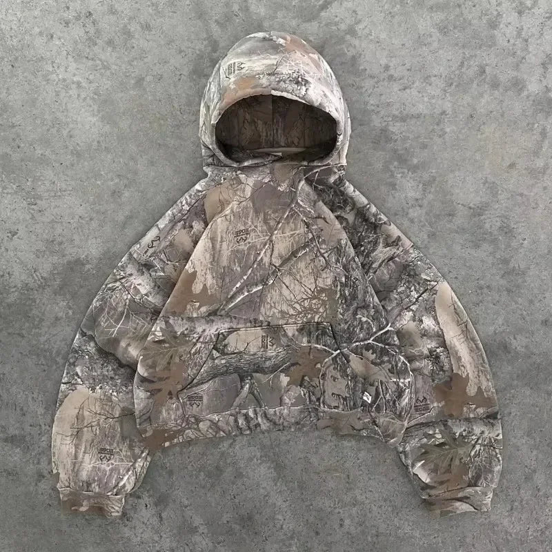 Women's Akimbo Camouflage Leaf Loose Streetwear Set