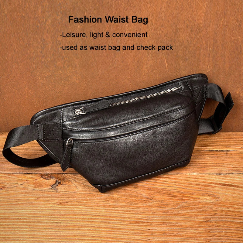 Men's Genuine Leather Waist Bag Chest Pack - Premium Crossbody Bag from Craftklart Dropship - Just $47.10! Shop now at Craftklart.store