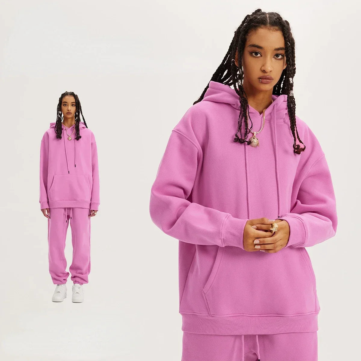 Sumuyoo Fashion Hoodies Set Women Sweatshirt Oversized Hoodies Female Warm Sporty Jacket Solid Color Plush Couple Pullovers - Premium from Craftklart.store - Just $34.69! Shop now at Craftklart.store