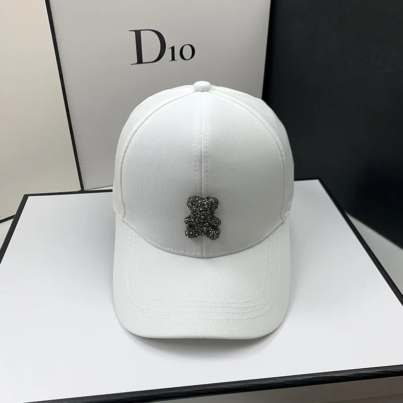Women Korean Wild Bear Rhinestone Caps