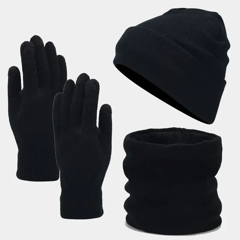 Fashion Trend Knitted Thickened Hat Scarf Glove for Men Set - Craftklart.store