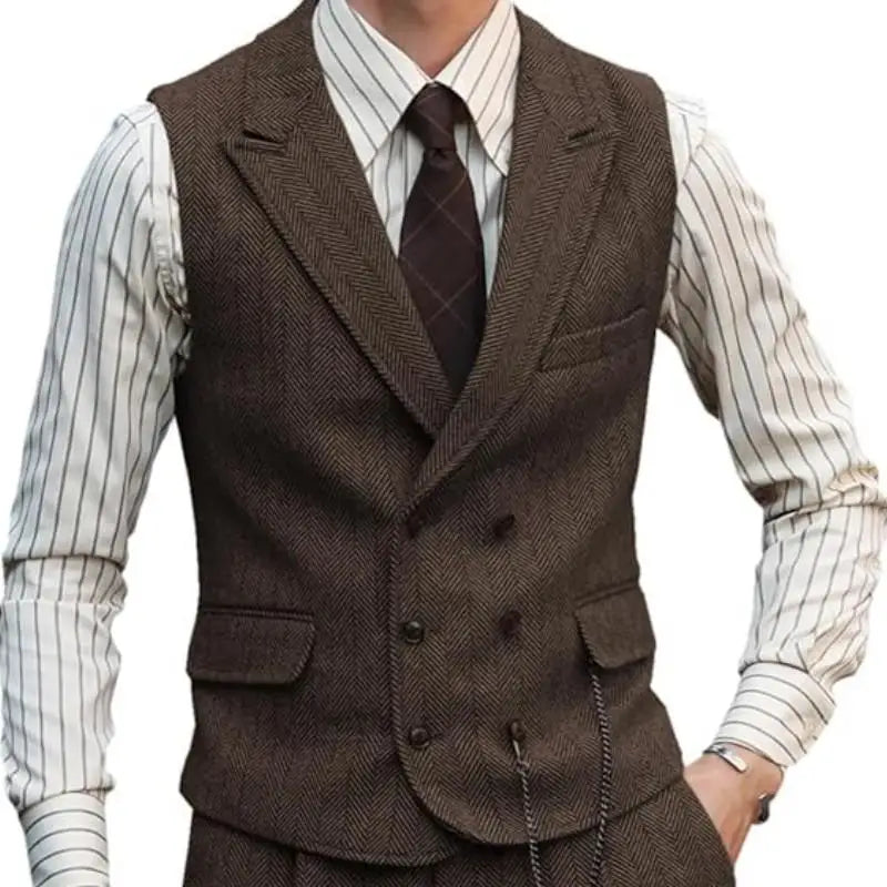 Men Brown Suede Leather Urban Casual Waistcoat