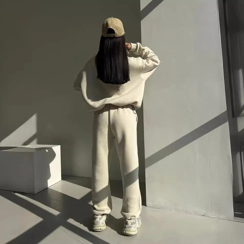Autumn Women's Tracksuit with Zipper Cotton Oversize White Casual Two Piece Set Women Classic Sports Trouser Suits for Women - Premium from Craftklart.store - Just $26.49! Shop now at Craftklart.store