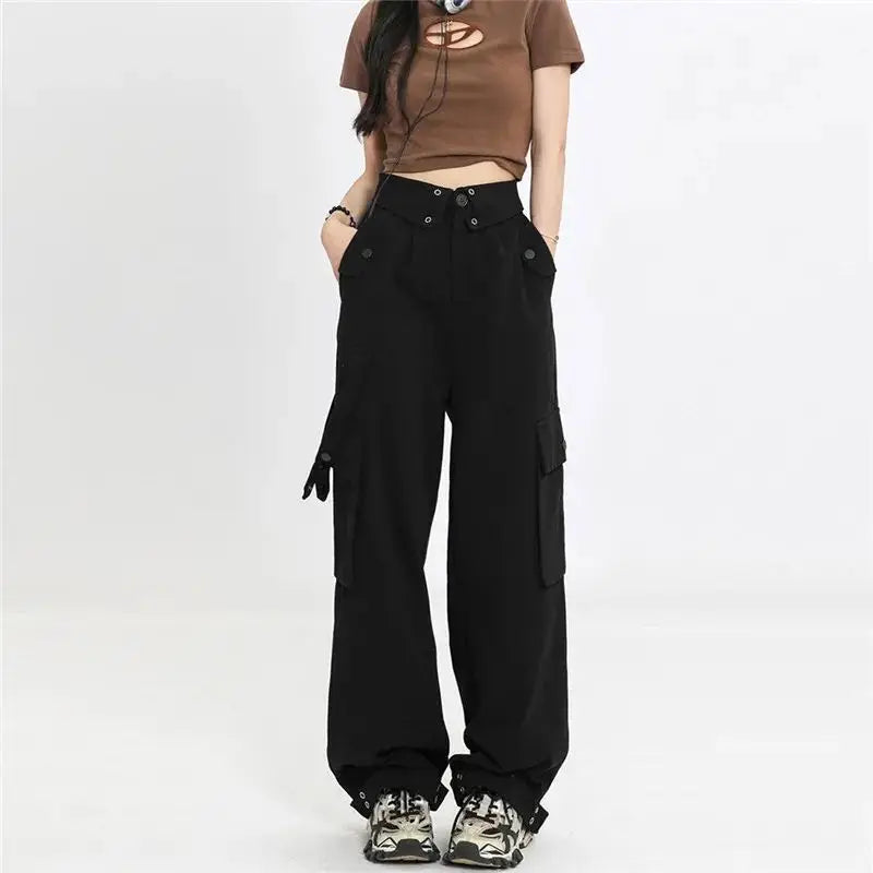 Women's Urban Hollow Stripe Long Sleeved Knitwear+Strap+Cargo Pants Set