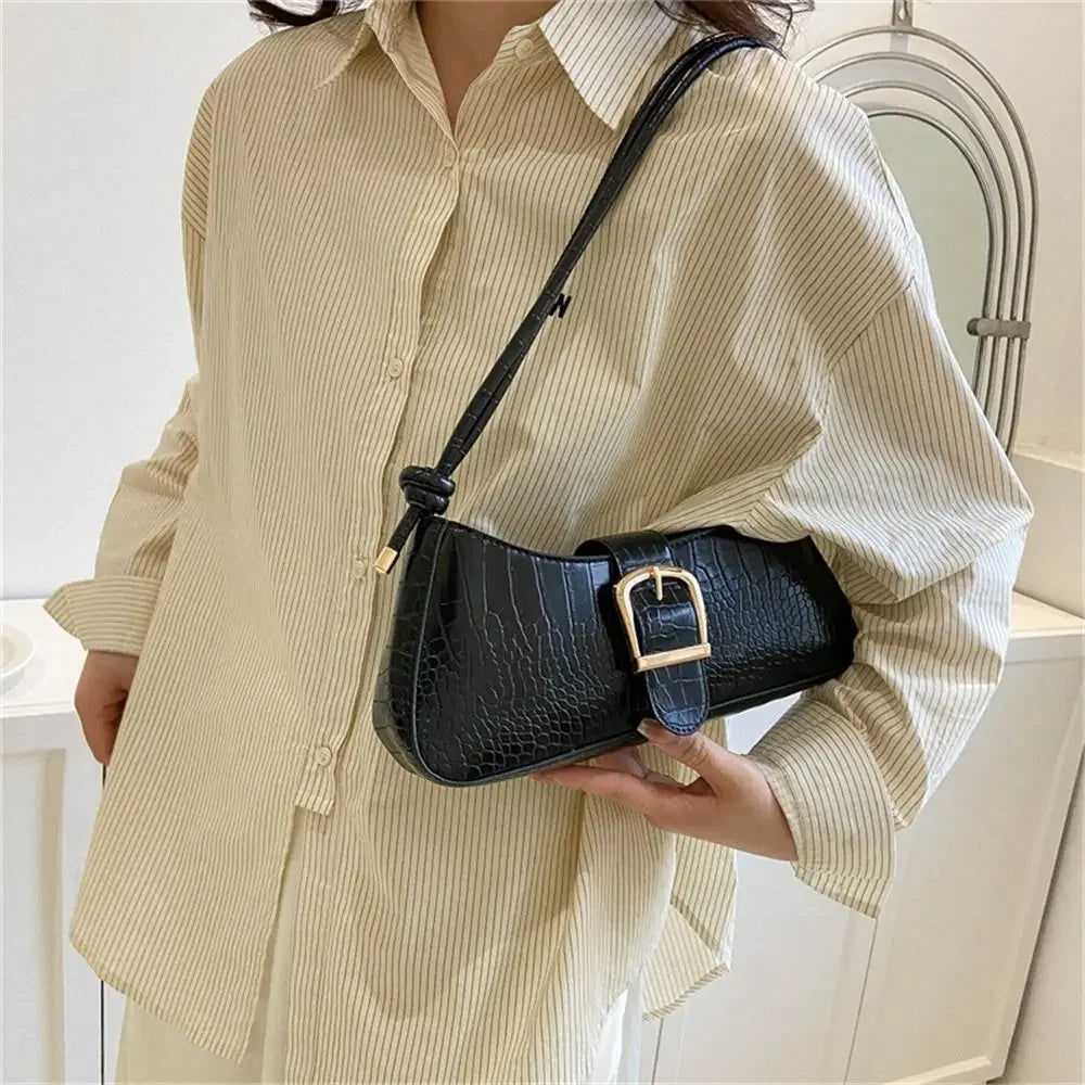 Women Stylish PU Leather Lady Sling Armpit Bag