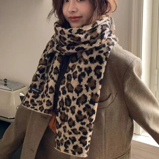 New Fashion Luxury Designer Winter Leopard Print Scarf Women Keep Warm Thickened  Imitation Cashmere Lady High Quality Wrap - Craftklart.store