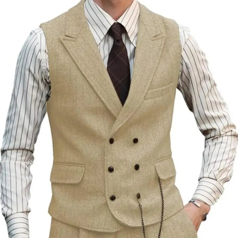 Men Brown Suede Leather Urban Casual Waistcoat