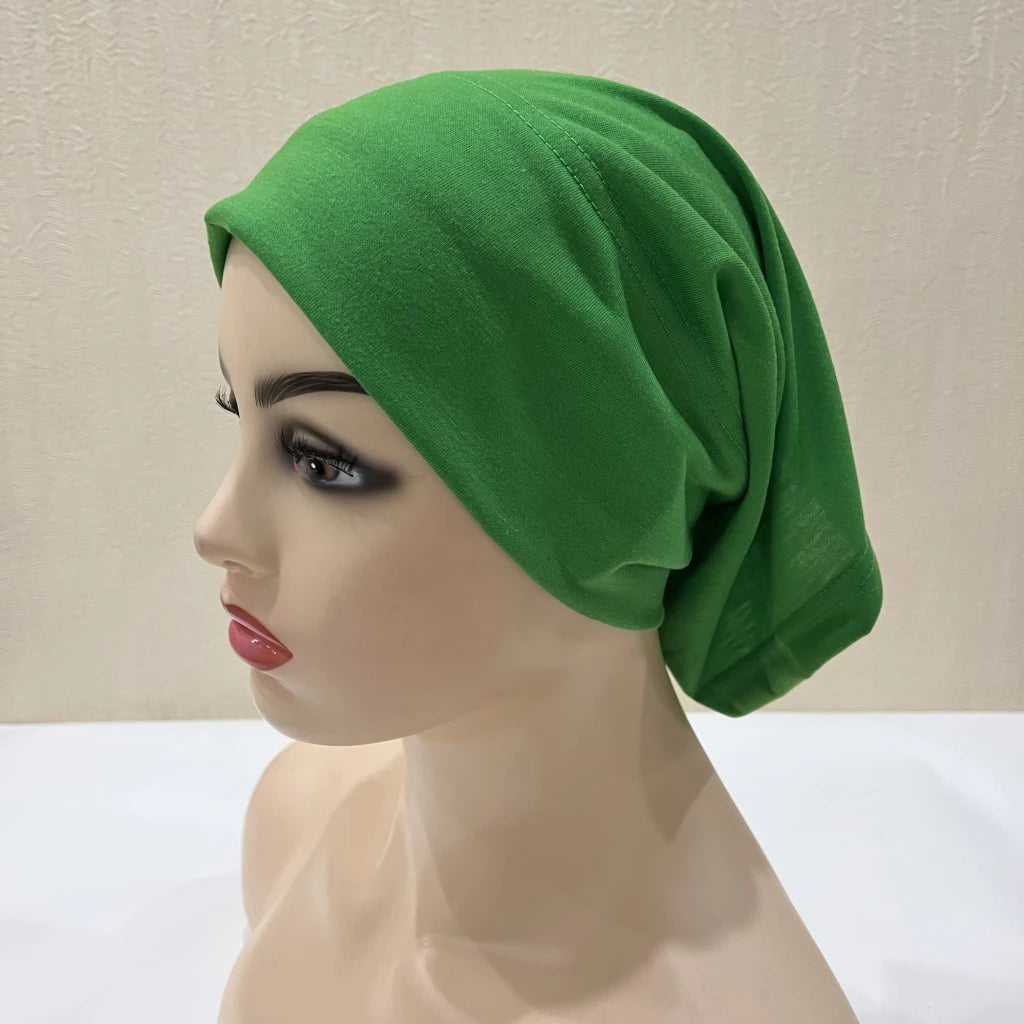 Traditional Ladies Pure Color Stretch Head Scarf Under Hijab Bonnet