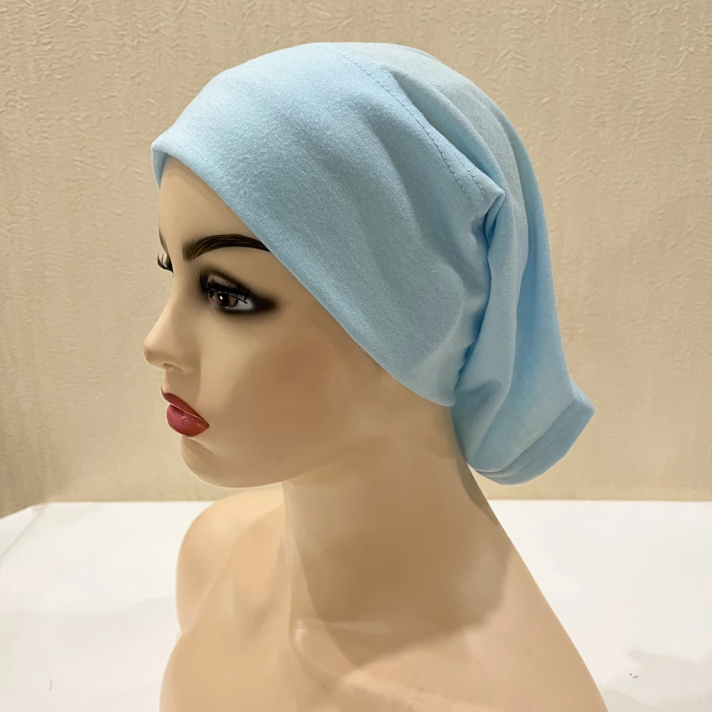 Traditional Ladies Pure Color Stretch Head Scarf Under Hijab Bonnet