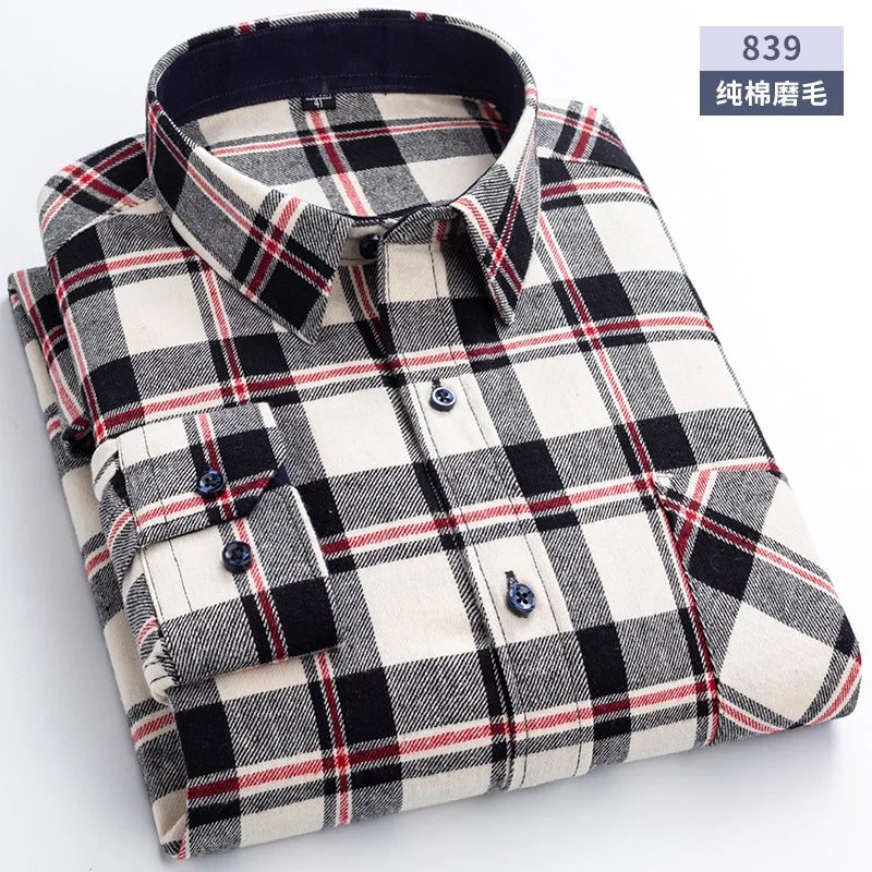 New Flannel Plaid Cotton Shirts For Man