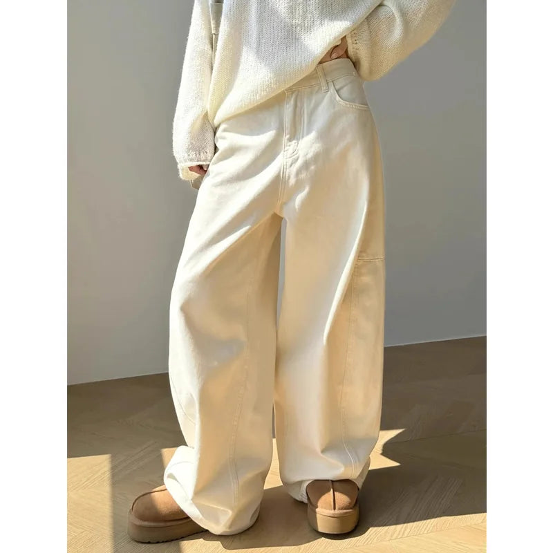 Women Y2K Hip Hop Off White Vintage High Waisted Jeans - Premium Jeans from Craftklart Dropship - Just $33.21! Shop now at Craftklart.store