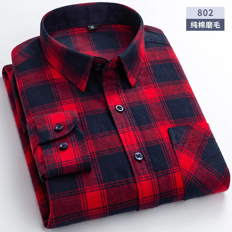 New Flannel Plaid Cotton Shirts For Man