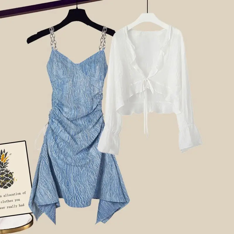 Women's Dress & Versatile Covering Top Loose Sling Dress Two Piece Set - Premium Dress from Craftklart Dropship - Just $18.20! Shop now at Craftklart.store