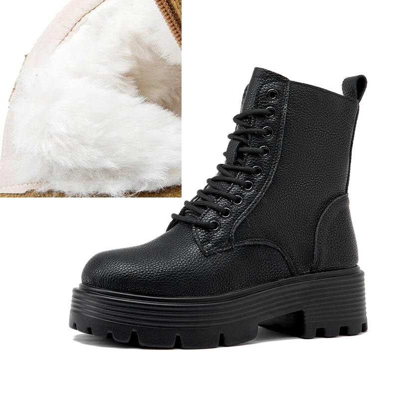 AIYUQI 2025 new women ankle boots thick velvet warm snow boots women's genuine leather winter female boots non-slip short boots