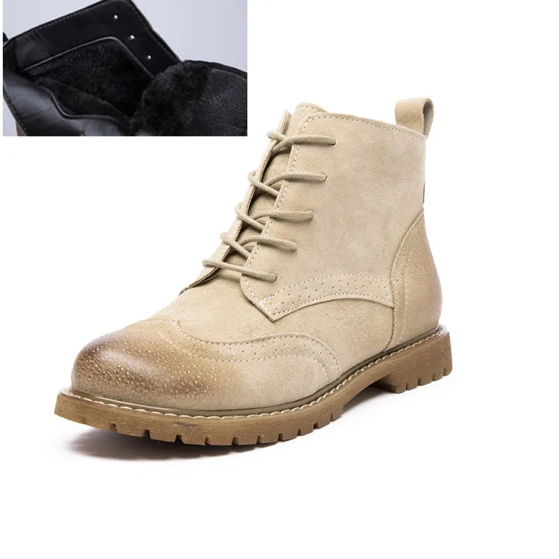 British Lace Up Urban Girl Women Ankle Boots