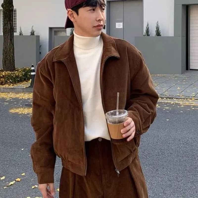 Korean Corduroy Loose Streetwear Casual Coat - Premium Jacket from Craftklart Dropship - Just $38.78! Shop now at Craftklart.store