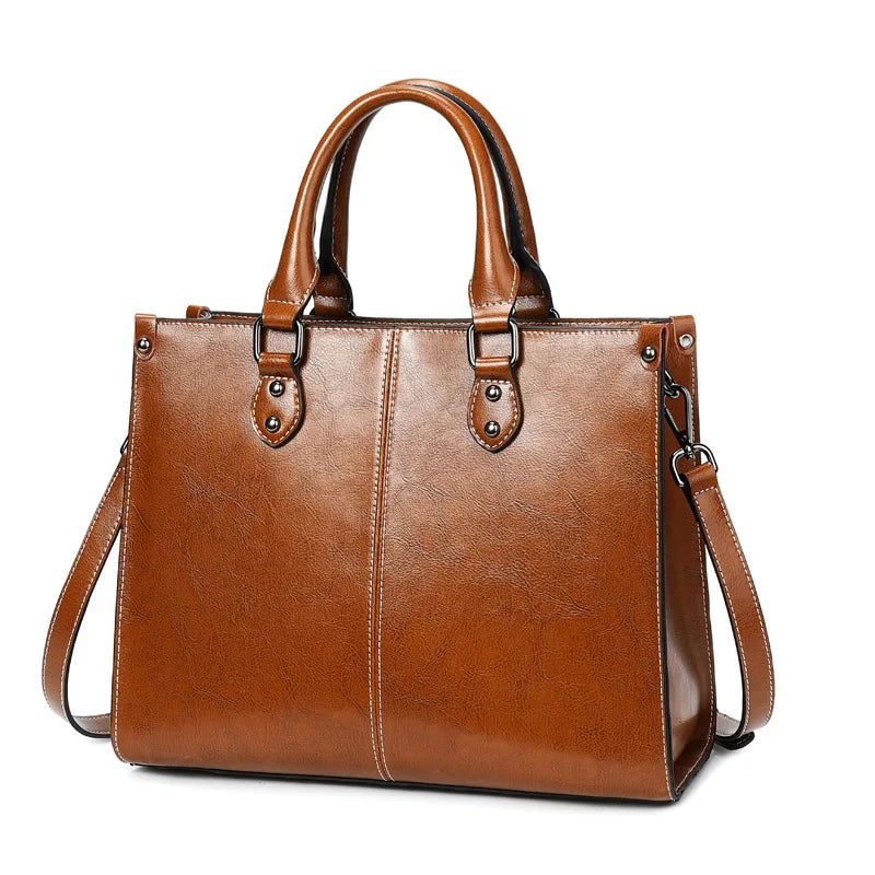 Women's Urban Styled Genuine Leather Top Handle Bag - Craftklart.store