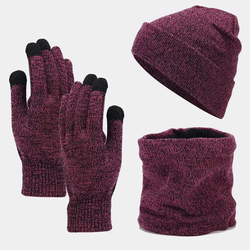 Fashion Trend Knitted Thickened Hat Scarf Glove for Men Set - Craftklart.store