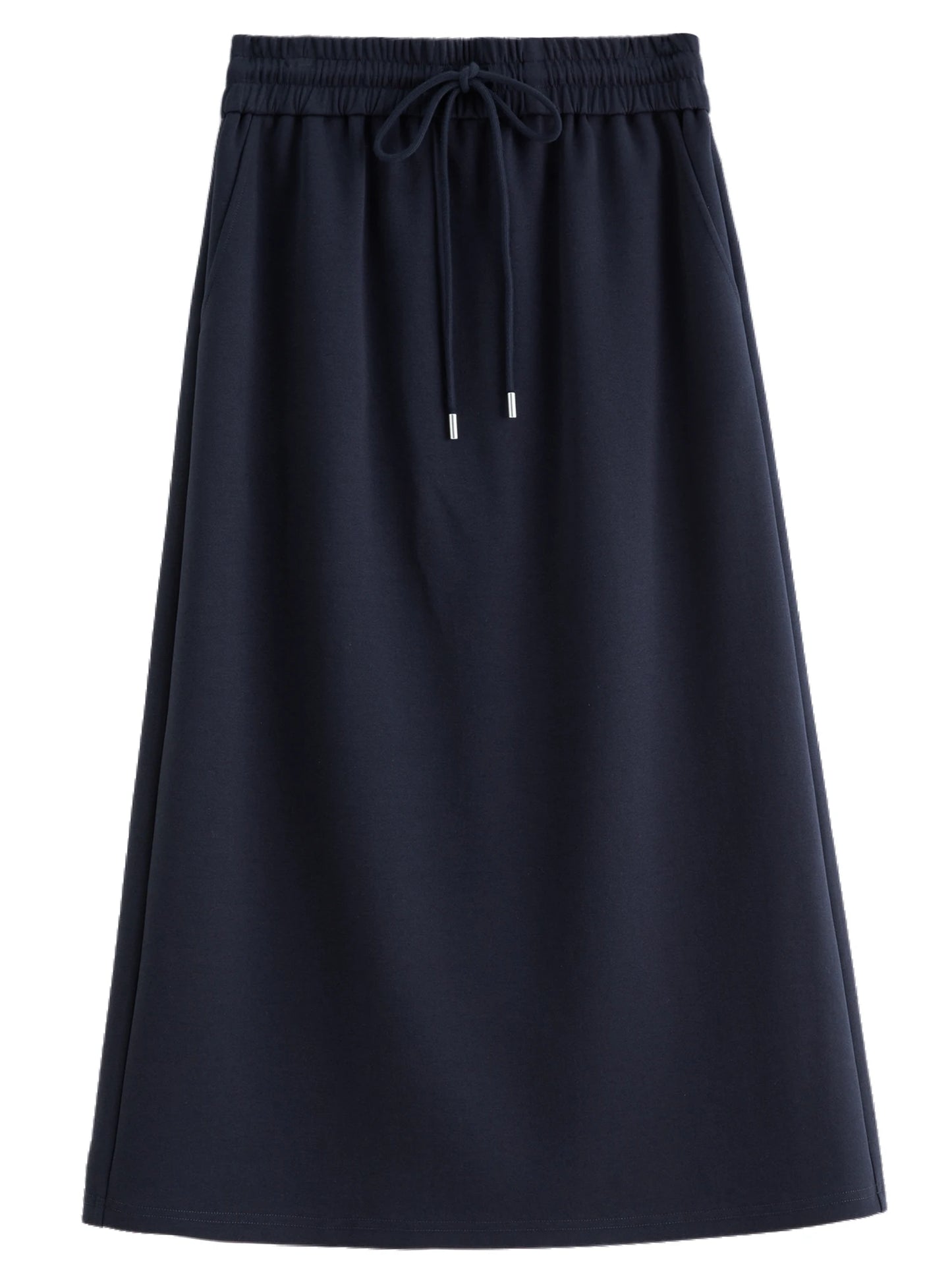 Plus Size Navy Blue Long Sleeve Top Skirt Fashion Set - Craftklart.store