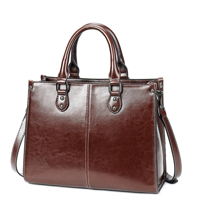 Women's Urban Styled Genuine Leather Top Handle Bag - Craftklart.store
