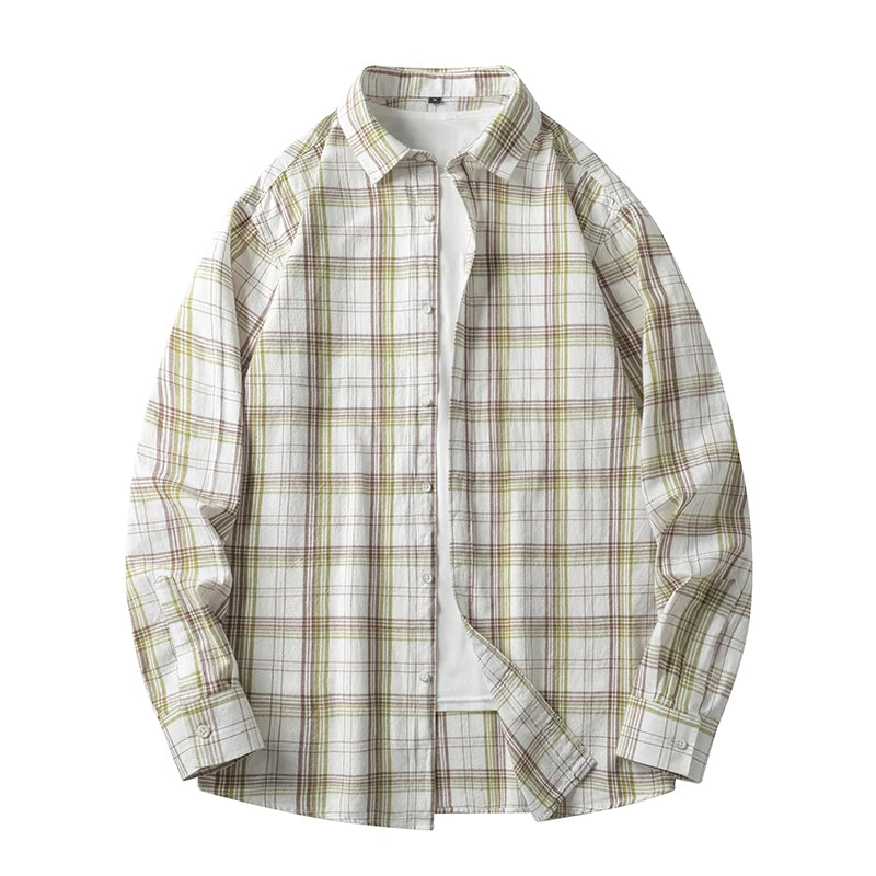Men's Urban Streetwear Plaid 100% Cotton Shirt - Craftklart.store