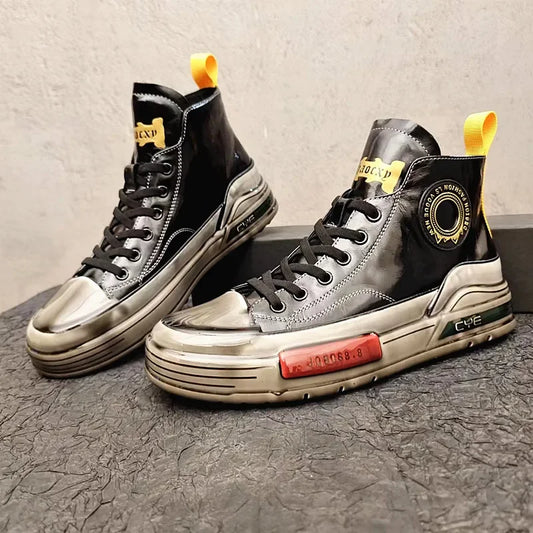 On Trend Korean Thick Sole Men's High Tops - Premium Sneakers from Craftklart.store - Just $70.24! Shop now at Craftklart.store