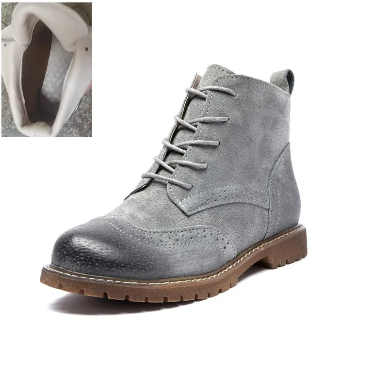 British Lace Up Urban Girl Women Ankle Boots
