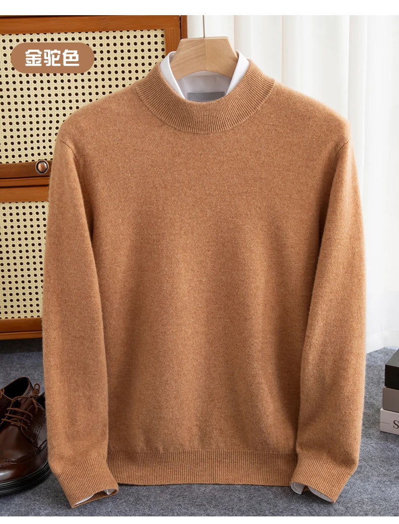New Fashion Men's 100% Wool Pullover Half-high Collar Sweater - Craftklart.store