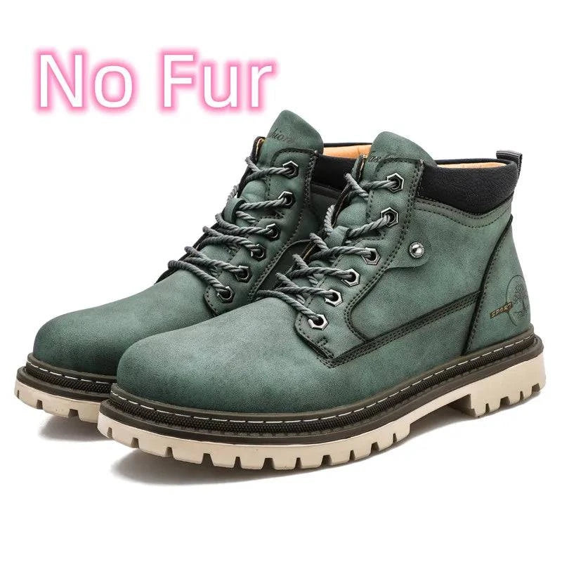 Craftklart Dropship men's high-top leather walking boots with sturdy design and ankle support, shown in black leather.