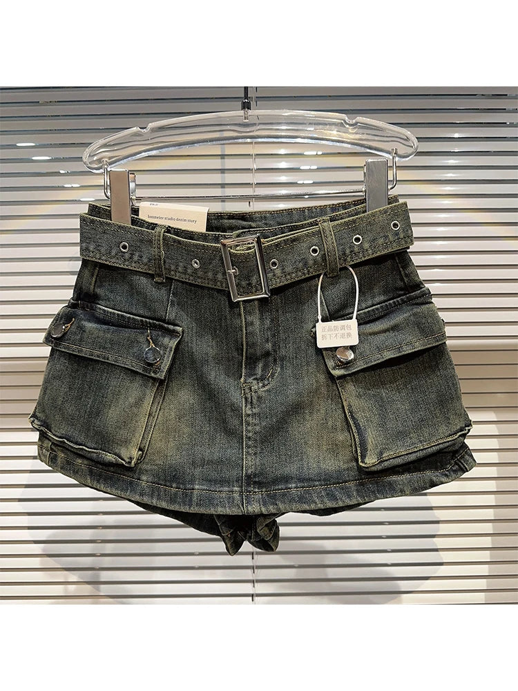 Women's Baggy Streetwear Denim Cargo Shorts