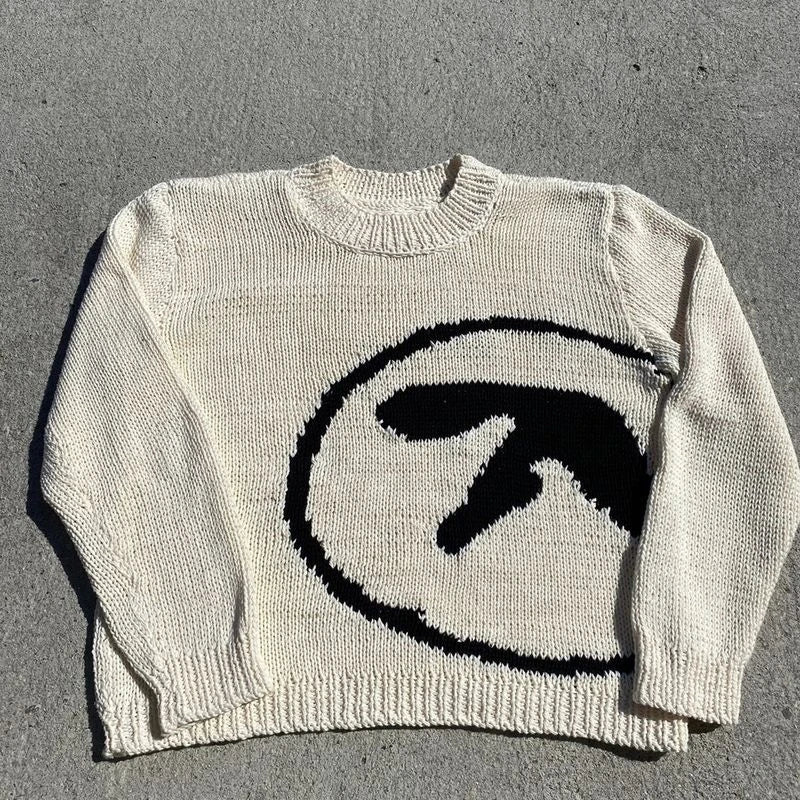 Men's Sweater Aphex Twin Knit Winter Oversized Long Sleeve Tops - Craftklart.store