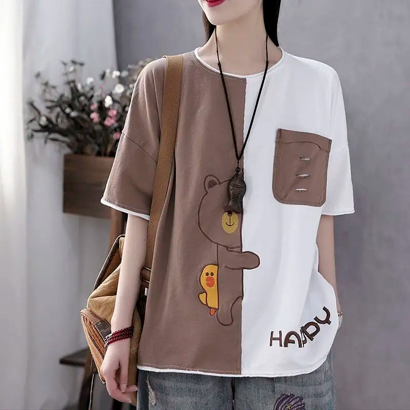 Women's Cotton Summer Round Neck T-Shirt - Premium T-Shirt from Craftklart Dropship - Just $18! Shop now at Craftklart.store