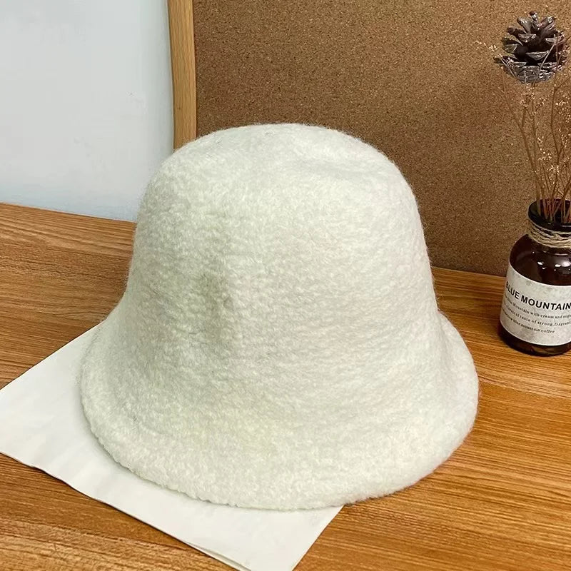 Simple Wool Bucket Hat for Women