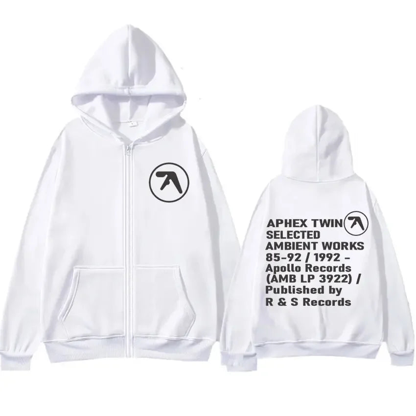 Zip Up Hooded Top Aphex Twin Inspired Graphic Print Hoodie - Craftklart.store